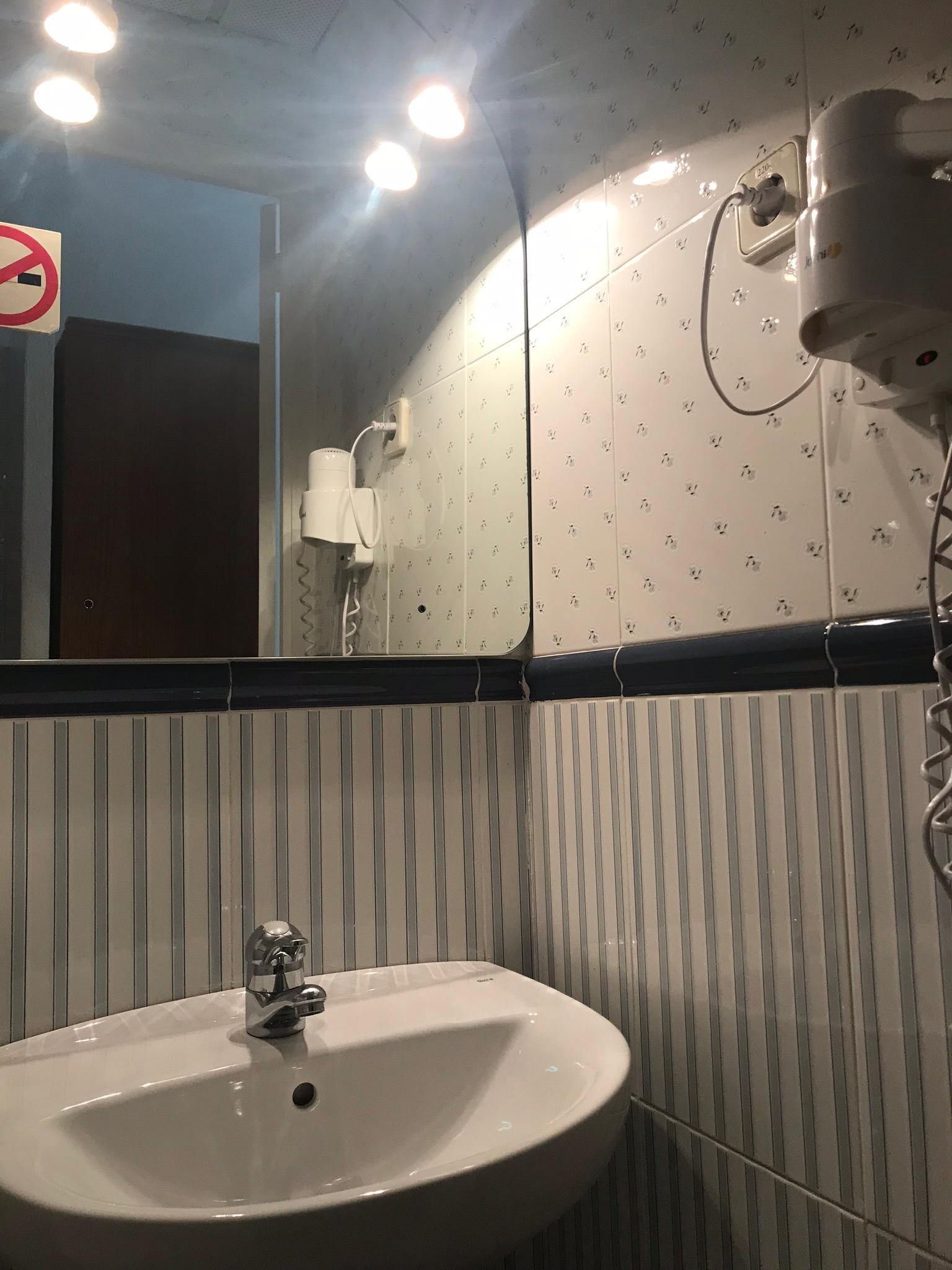 فندق هوستال لوس بيراليس مدريد المظهر الخارجي الصورة A shower in a hotel bathroom